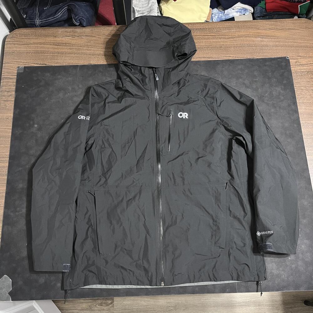 Outdoor Research Aspire II Rain Jacket Womens 1X Black Gore-Tex Hooded Shell
